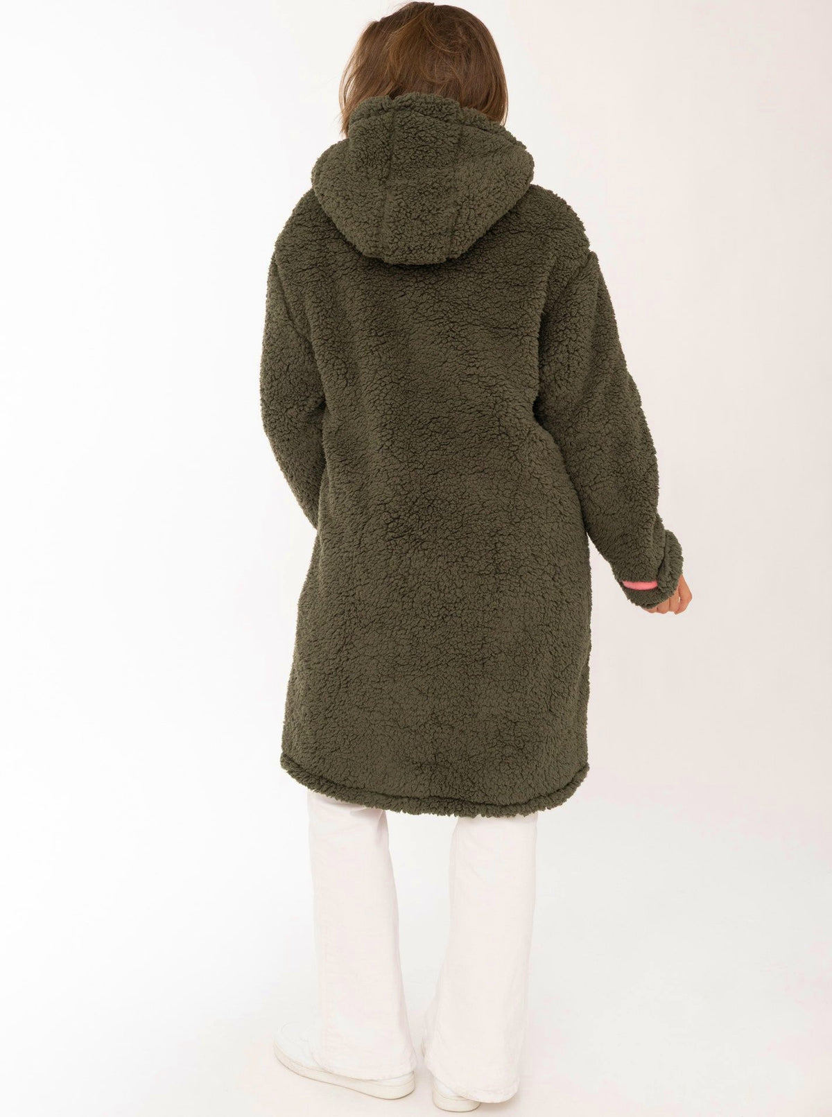 💕 Zwillingsherz Oversize Windjacke Inside Out "Teddy" Khaki
