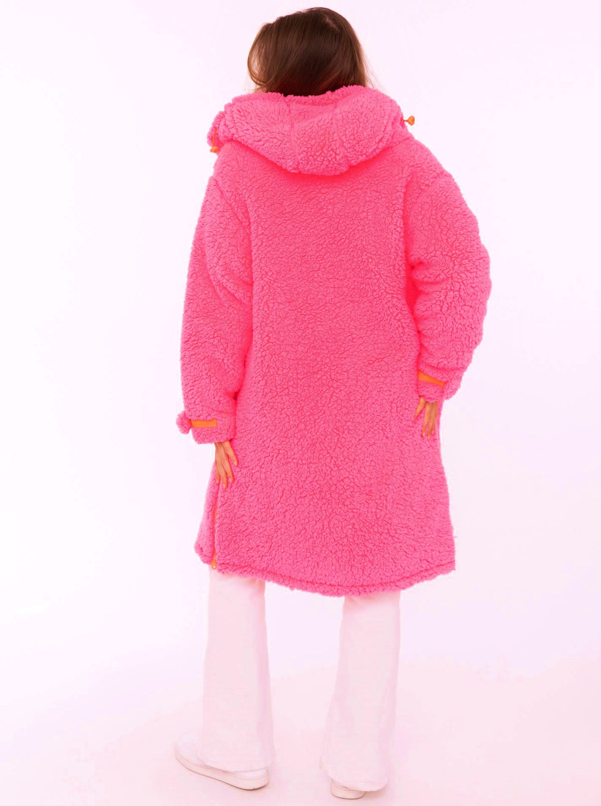 💕 Zwillingsherz Oversize Windjacke Inside Out "Teddy" Neonpink