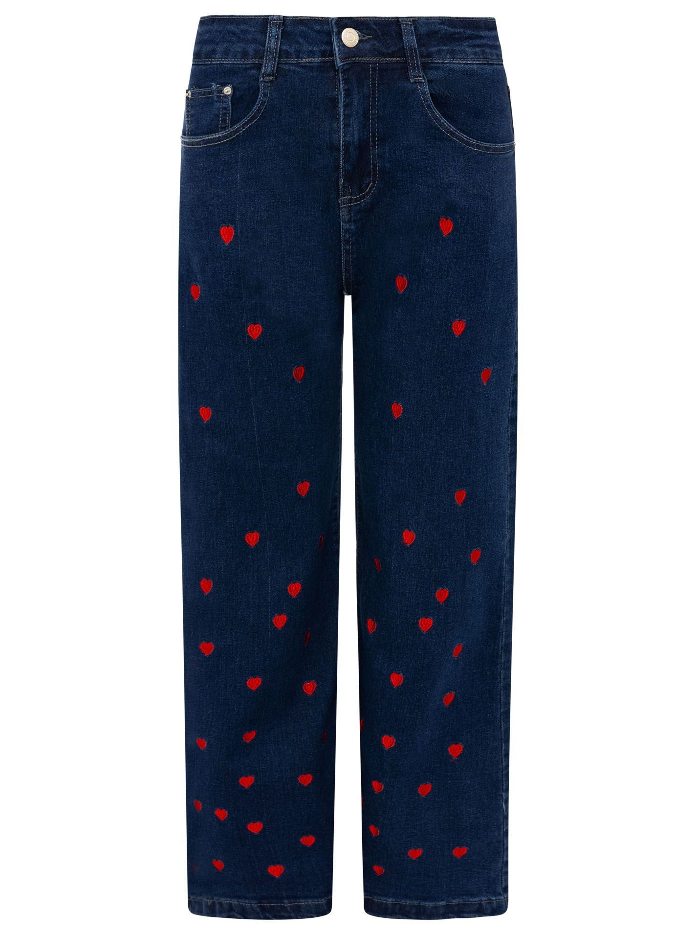 💕 Zwillingsherz Jeans "Herz" Wide Leg Mittelblau