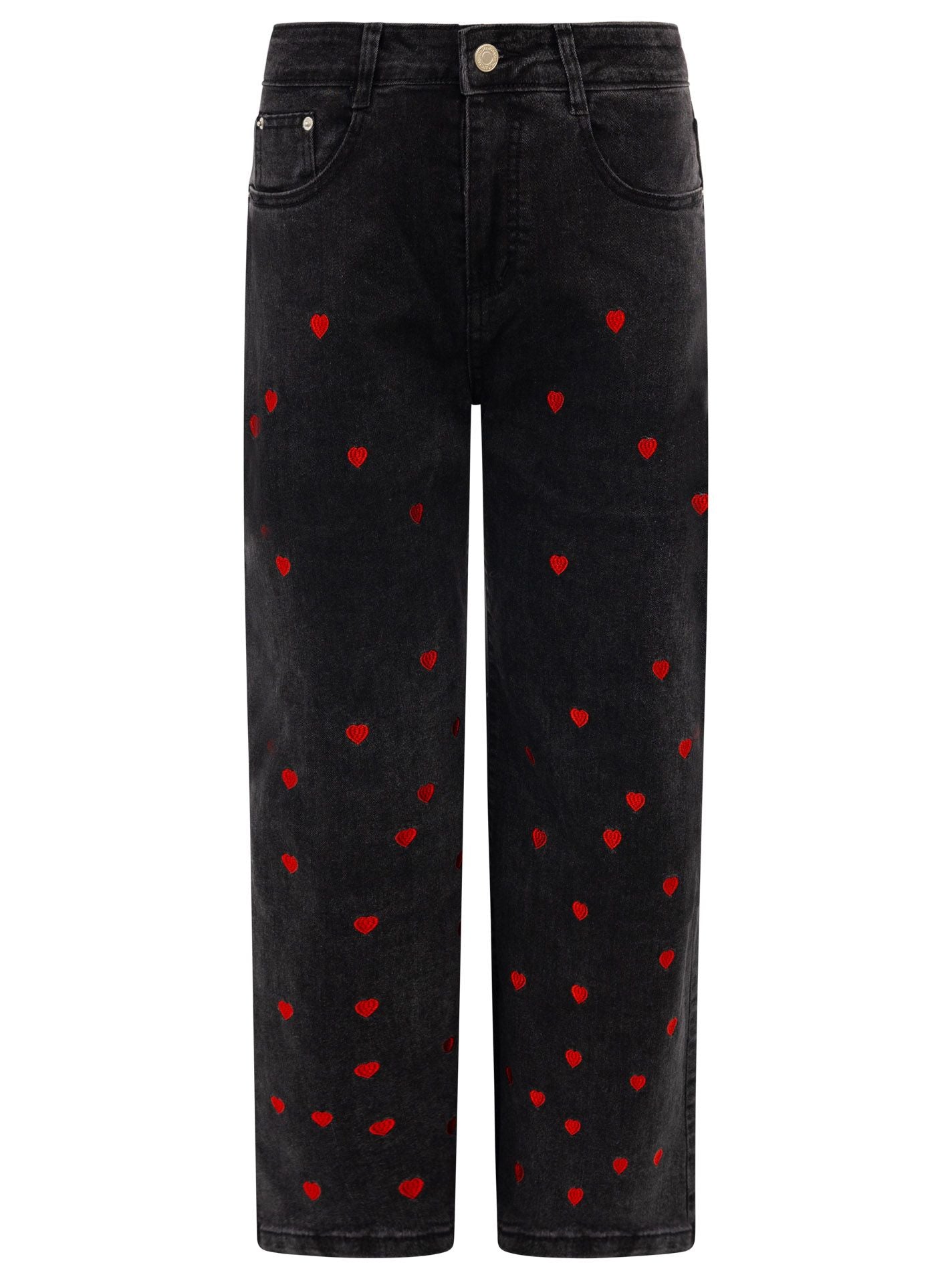 💕 Zwillingsherz Jeans "Herz" Wide Leg Schwarz