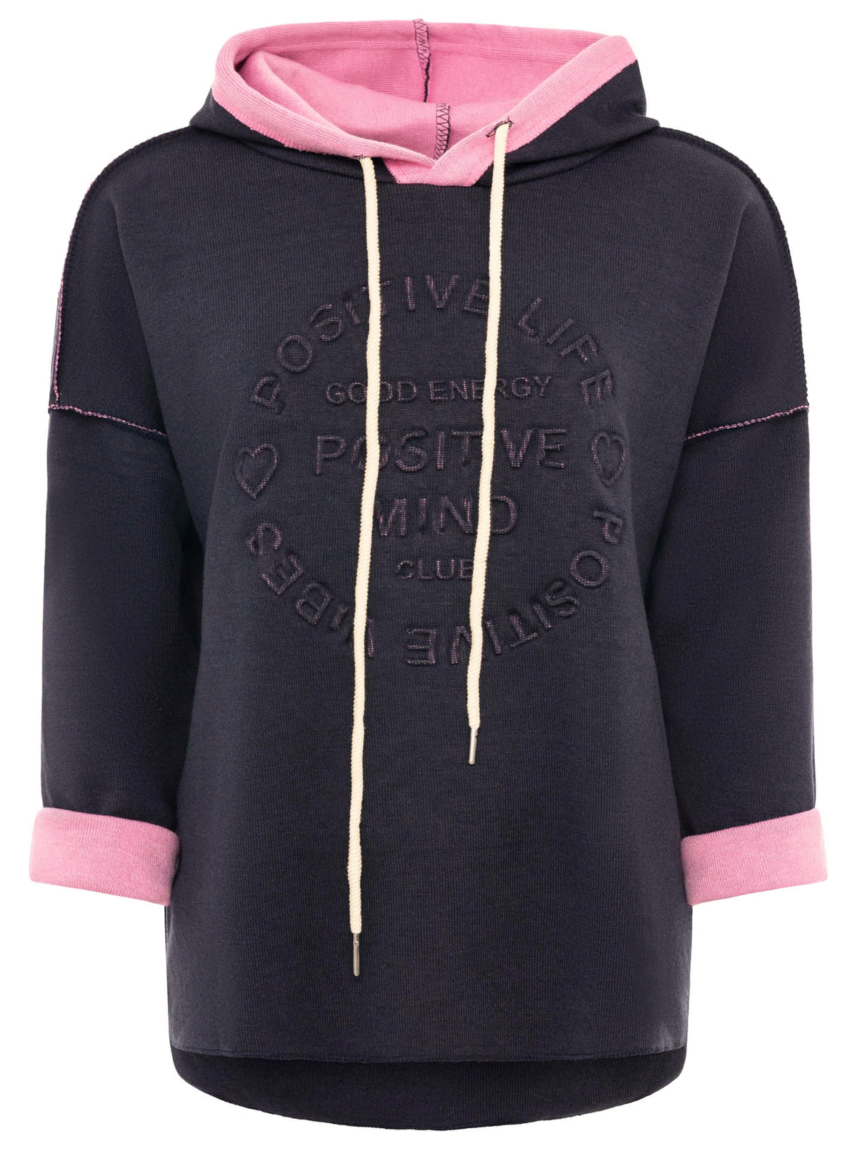 💕 Zwillingsherz Hoodie Double Face "Positive Mind" Stempeldruck