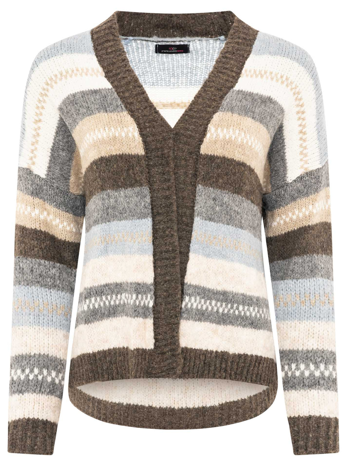 💕 Zwillingsherz Cardigan Strickjacke "Stripes" Braun