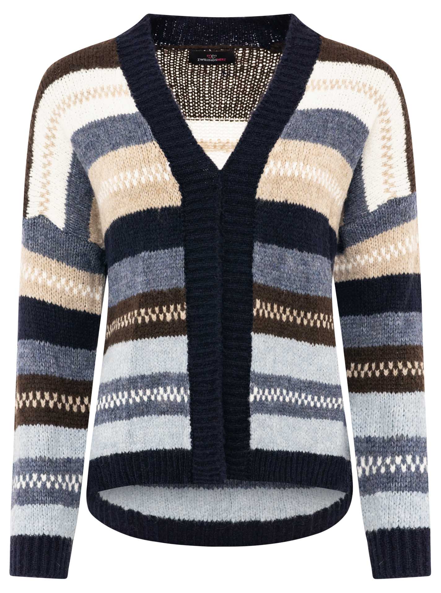 💕 Zwillingsherz Cardigan Strickjacke "Stripes" Marine