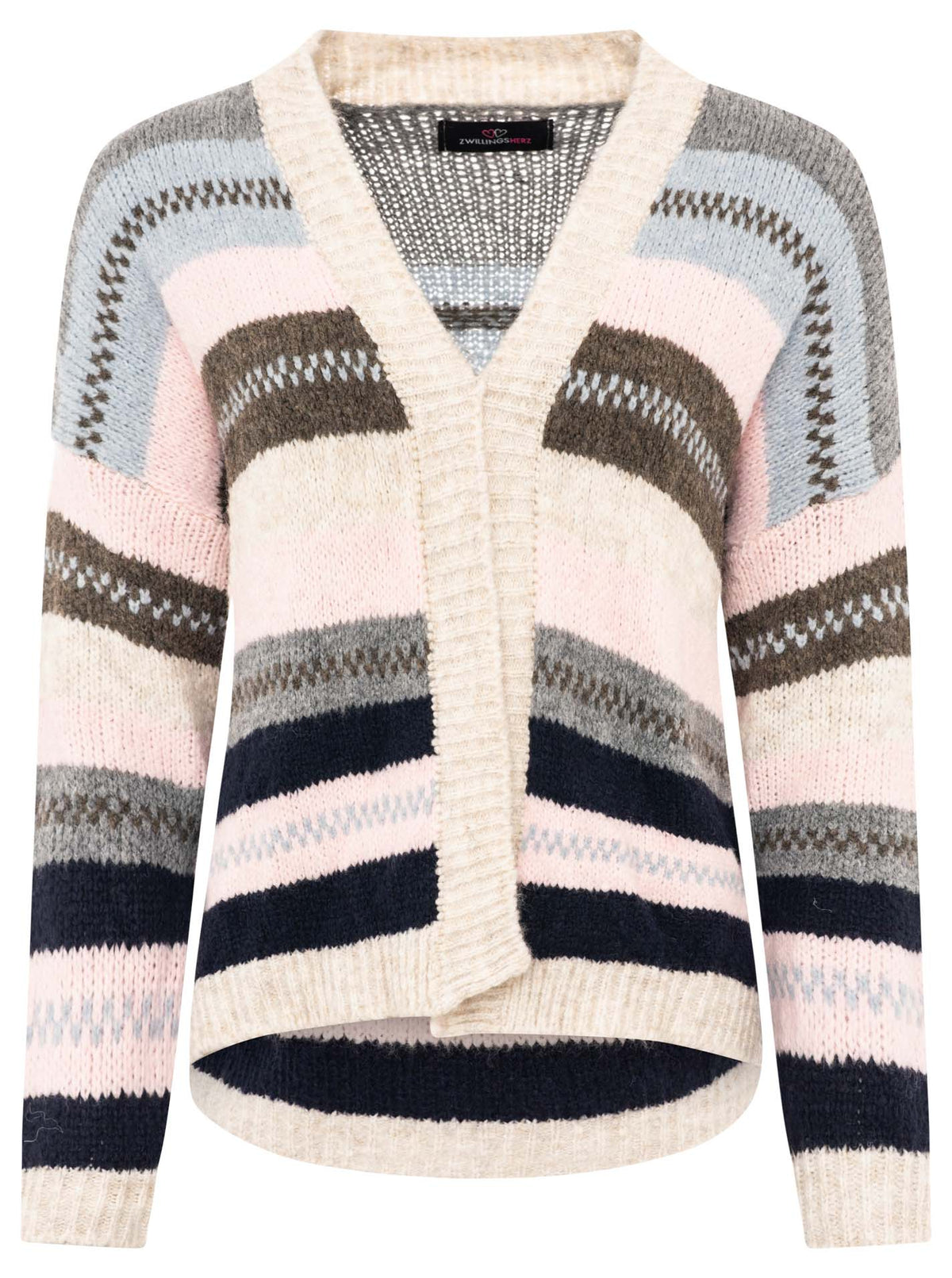 💕 Zwillingsherz Cardigan Strickjacke "Stripes" Rosa
