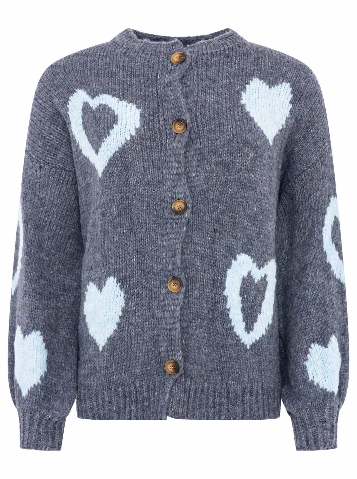 💕 Zwillingsherz Cardigan Strickjacke "Hearts" Jeansblau