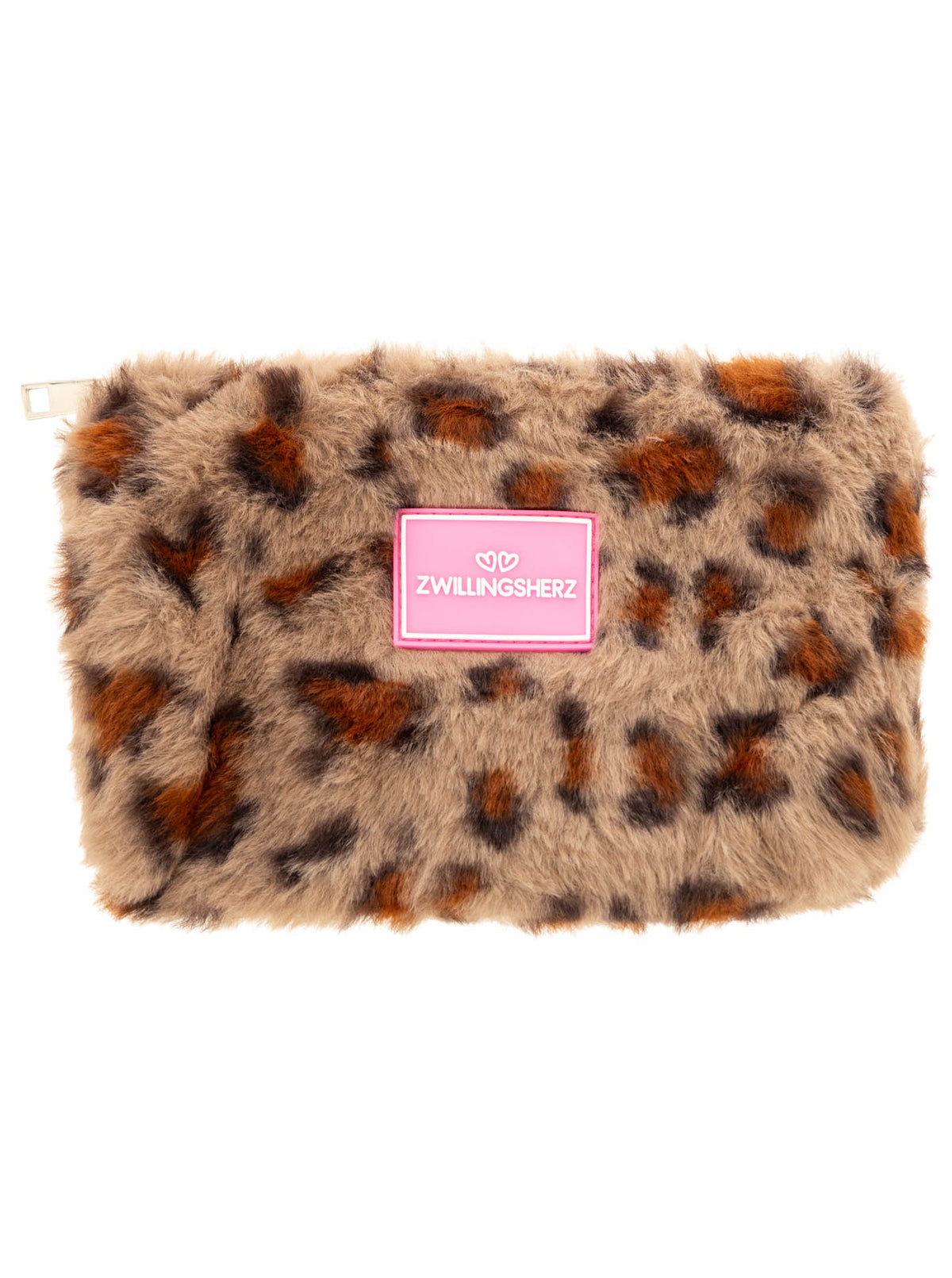 💕 Zwillingsherz Kosmetiktasche "Leo Plüsch" Taupe