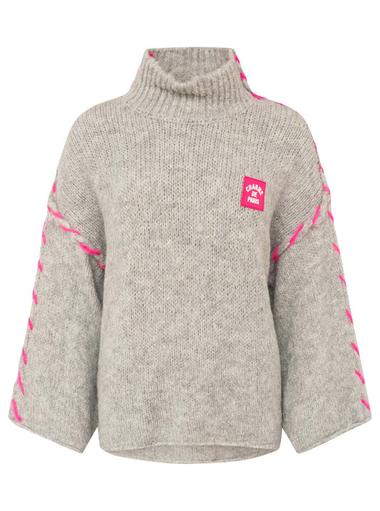 💕 Zwillingsherz Pullover Pulli "Stitch" Grau
