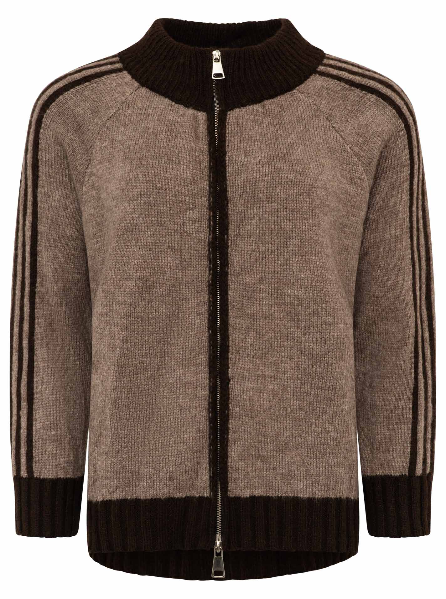💕 Zwillingsherz Zipper Jacke "Ärmel Stripes" Braun