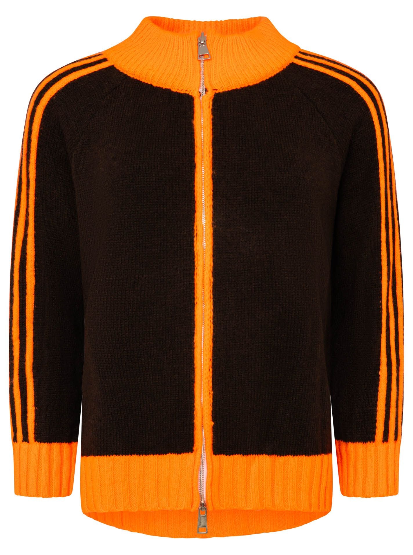 💕 Zwillingsherz Zipper Jacke "Ärmel Stripes" Orange
