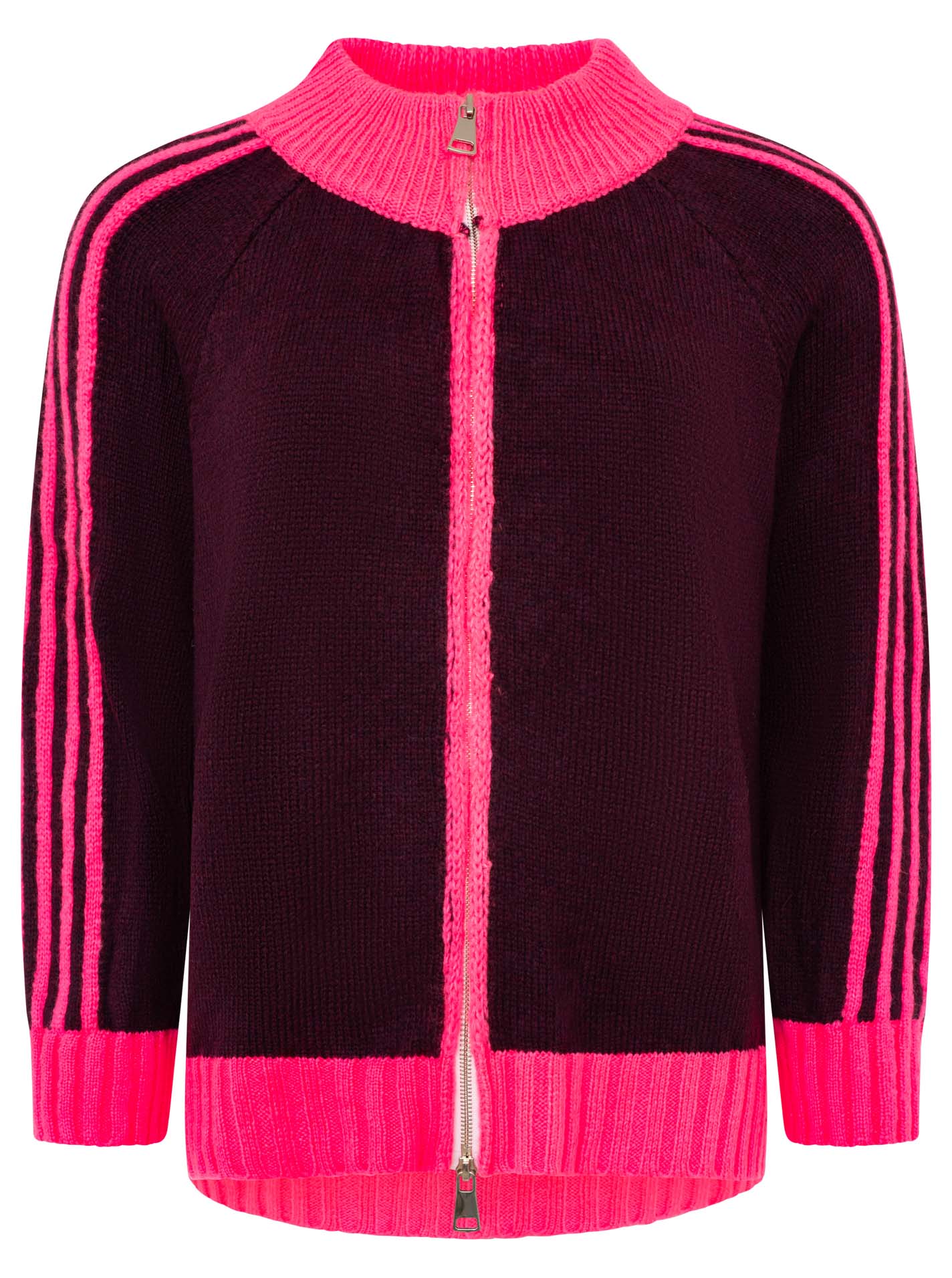 💕 Zwillingsherz Zipper Jacke "Ärmel Stripes" Pink