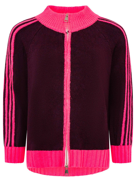 💕 Zwillingsherz Zipper Jacke "Ärmel Stripes" Pink