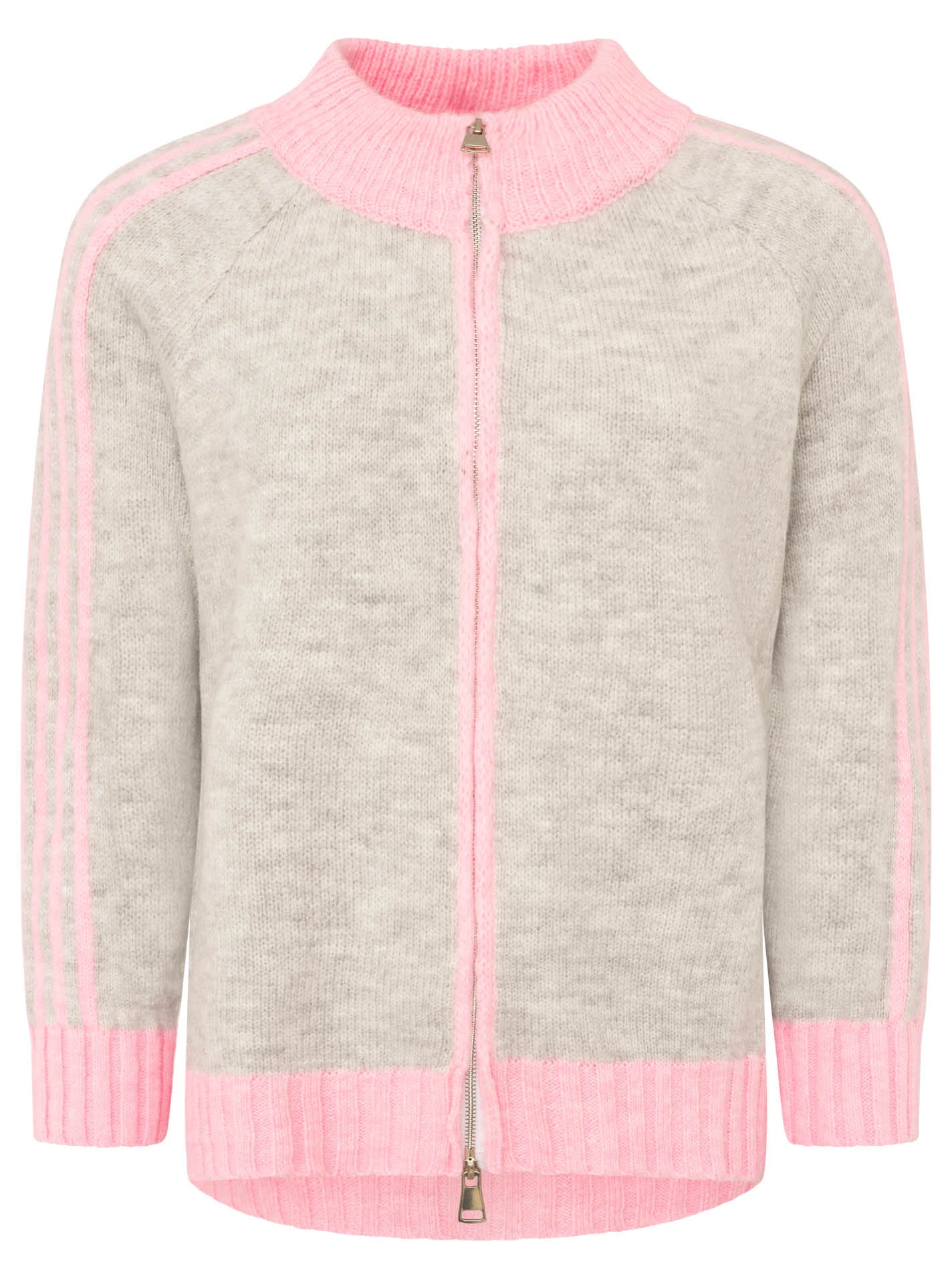 💕 Zwillingsherz Zipper Jacke "Ärmel Stripes" Rosa