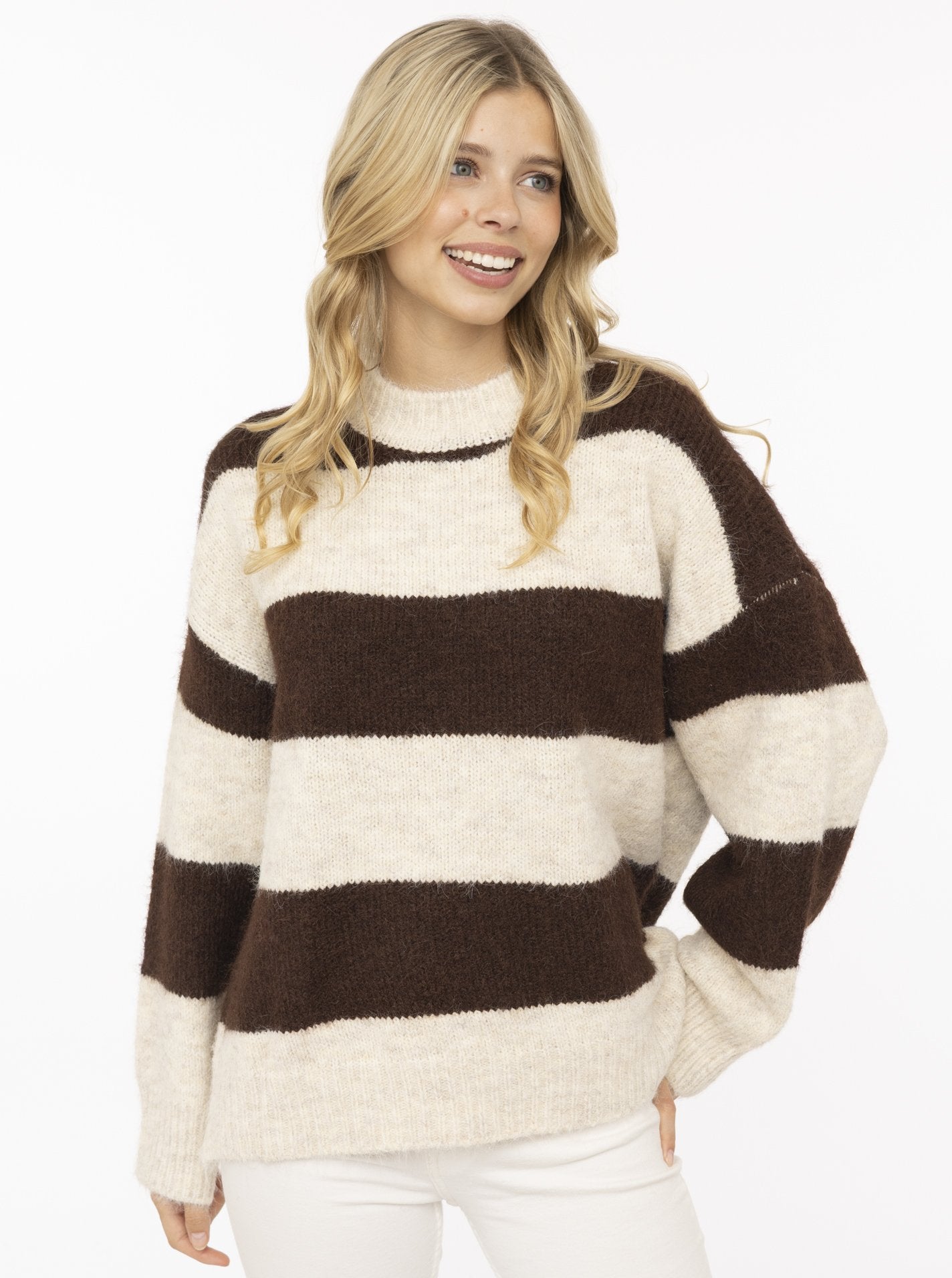 💕 Zwillingsherz Pullover Pulli "Streifen" Braun
