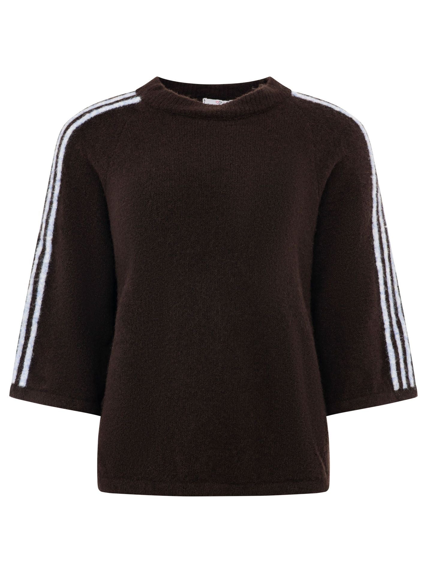 💕 Zwillingsherz Halbarm Pullover Pulli "Stripes" Braun