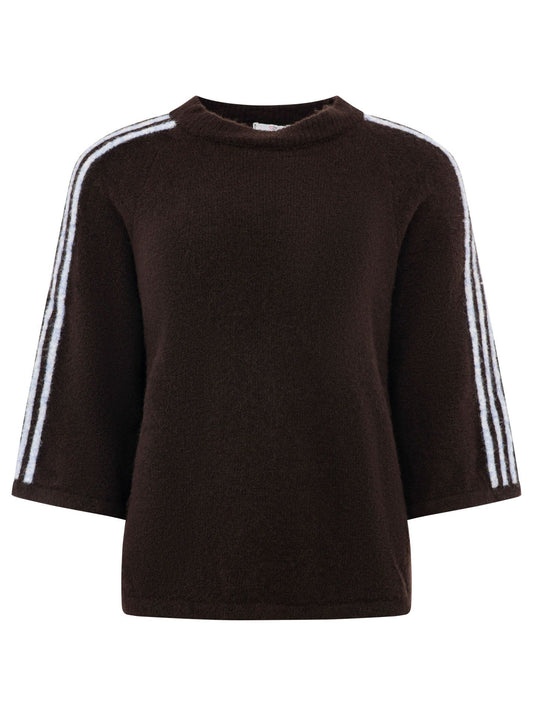 💕 Zwillingsherz Halbarm Pullover Pulli "Stripes" Braun