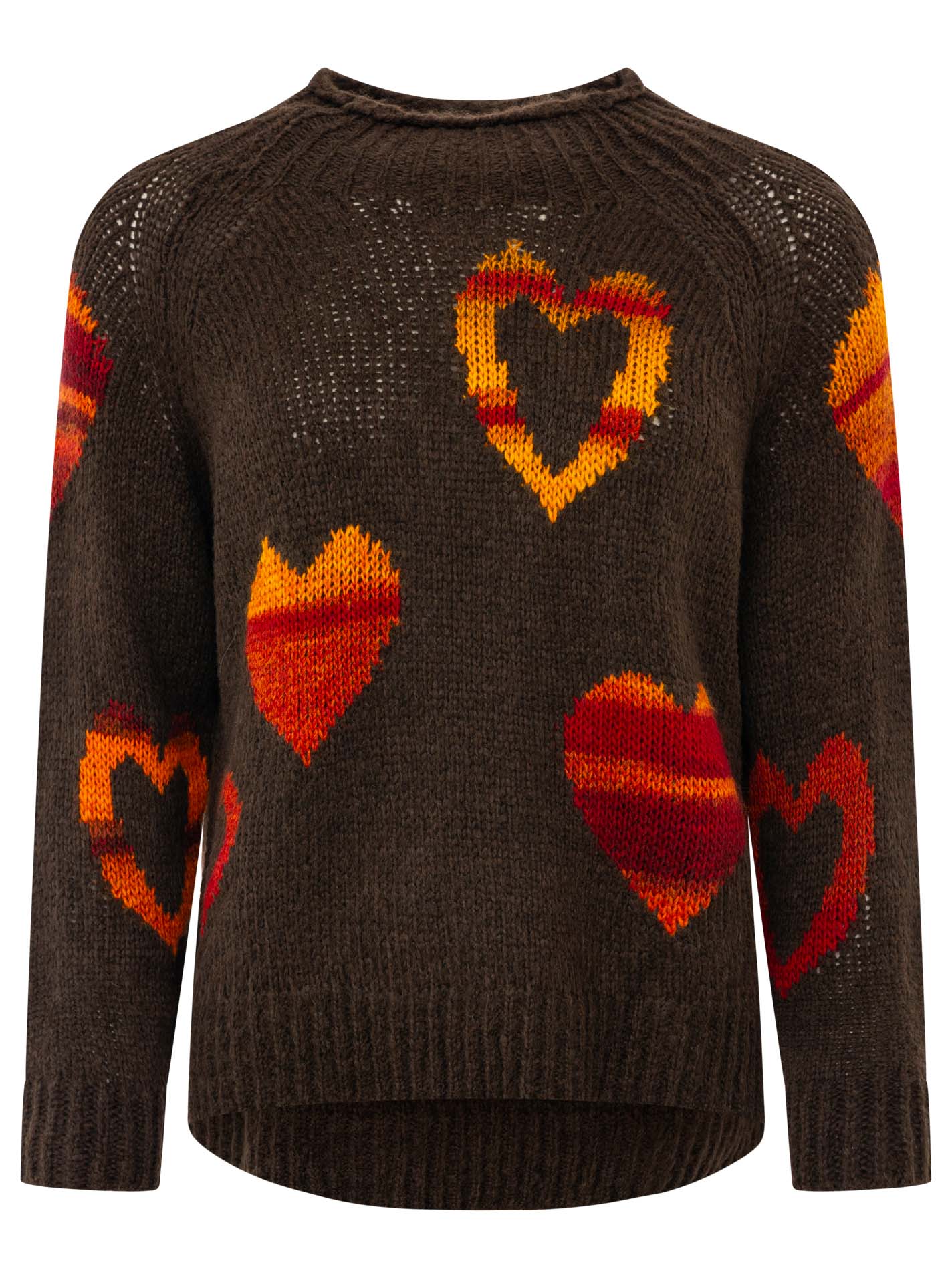 💕 Zwillingsherz Pullover Pulli "Herbst Herzen" Braun
