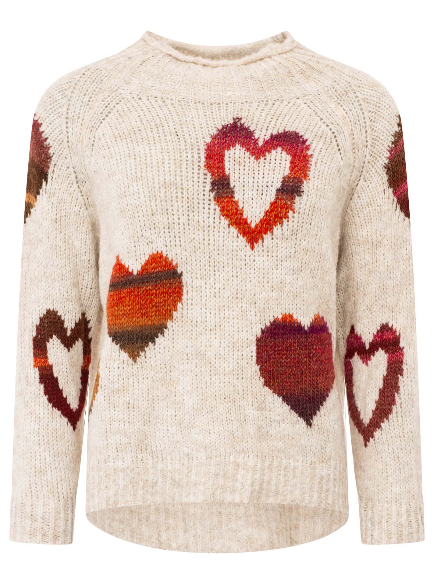 💕 Zwillingsherz Pullover Pulli "Herbst Herzen" Hellbeige