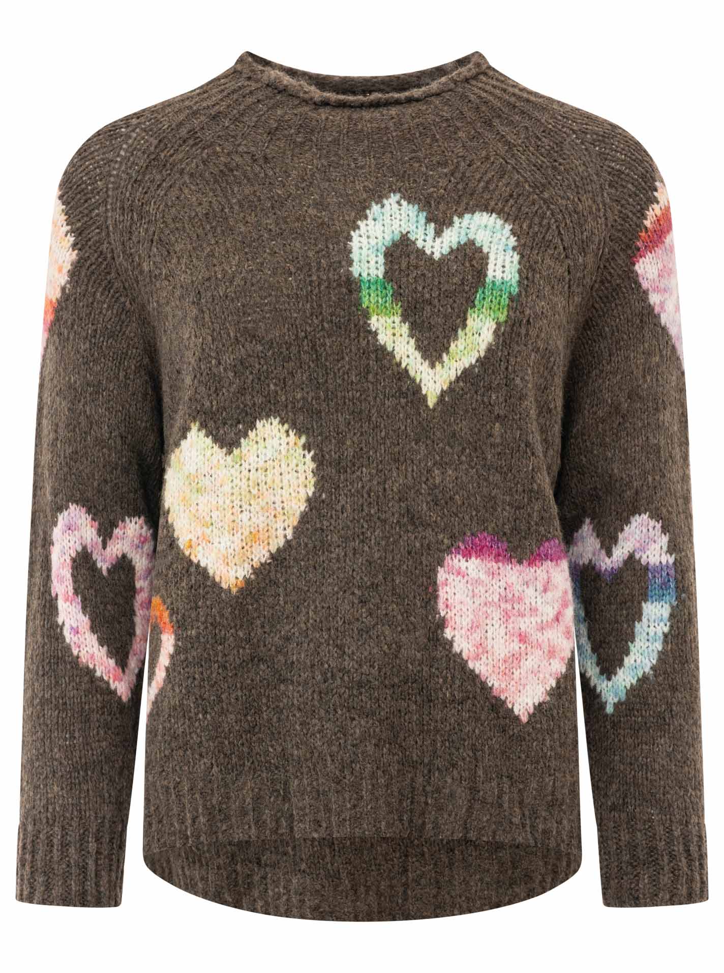 💕 Zwillingsherz Pullover Pulli "Herbst Herzen" Taupe