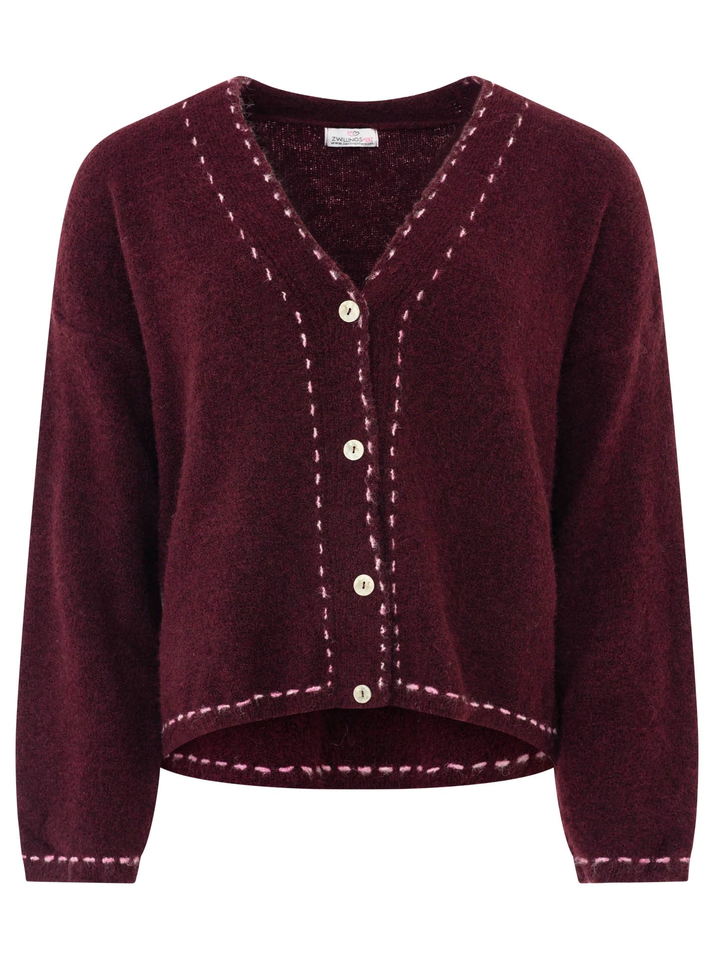 💕 Zwillingsherz Cardigan Strickjacke "Tracht" Bordeaux