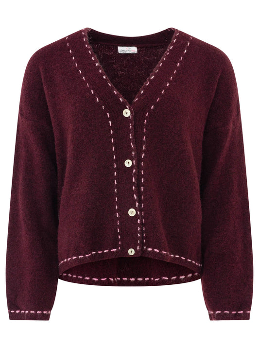 💕 Zwillingsherz Cardigan Strickjacke "Tracht" Bordeaux