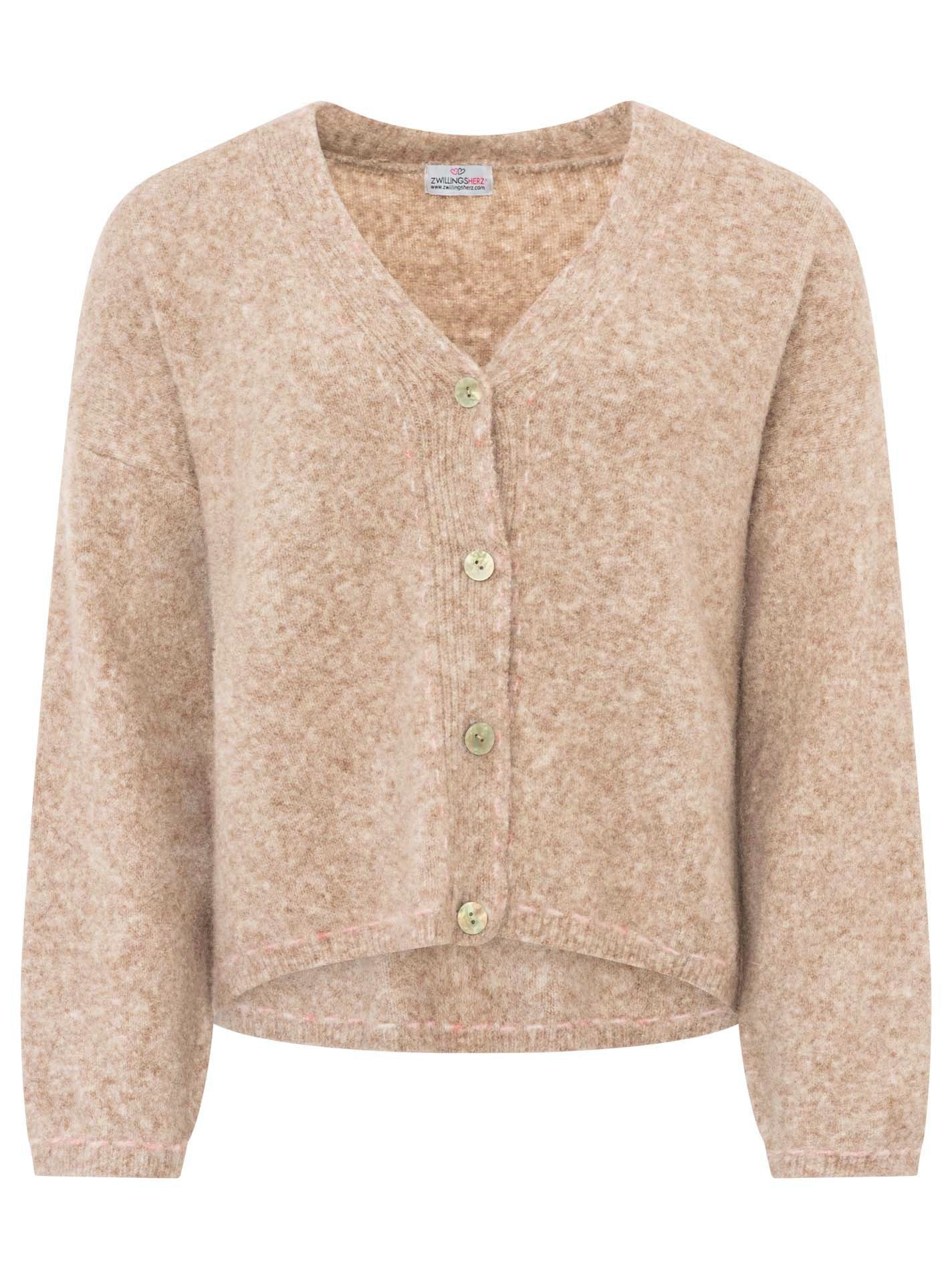 💕 Zwillingsherz Cardigan Strickjacke "Tracht" Beige