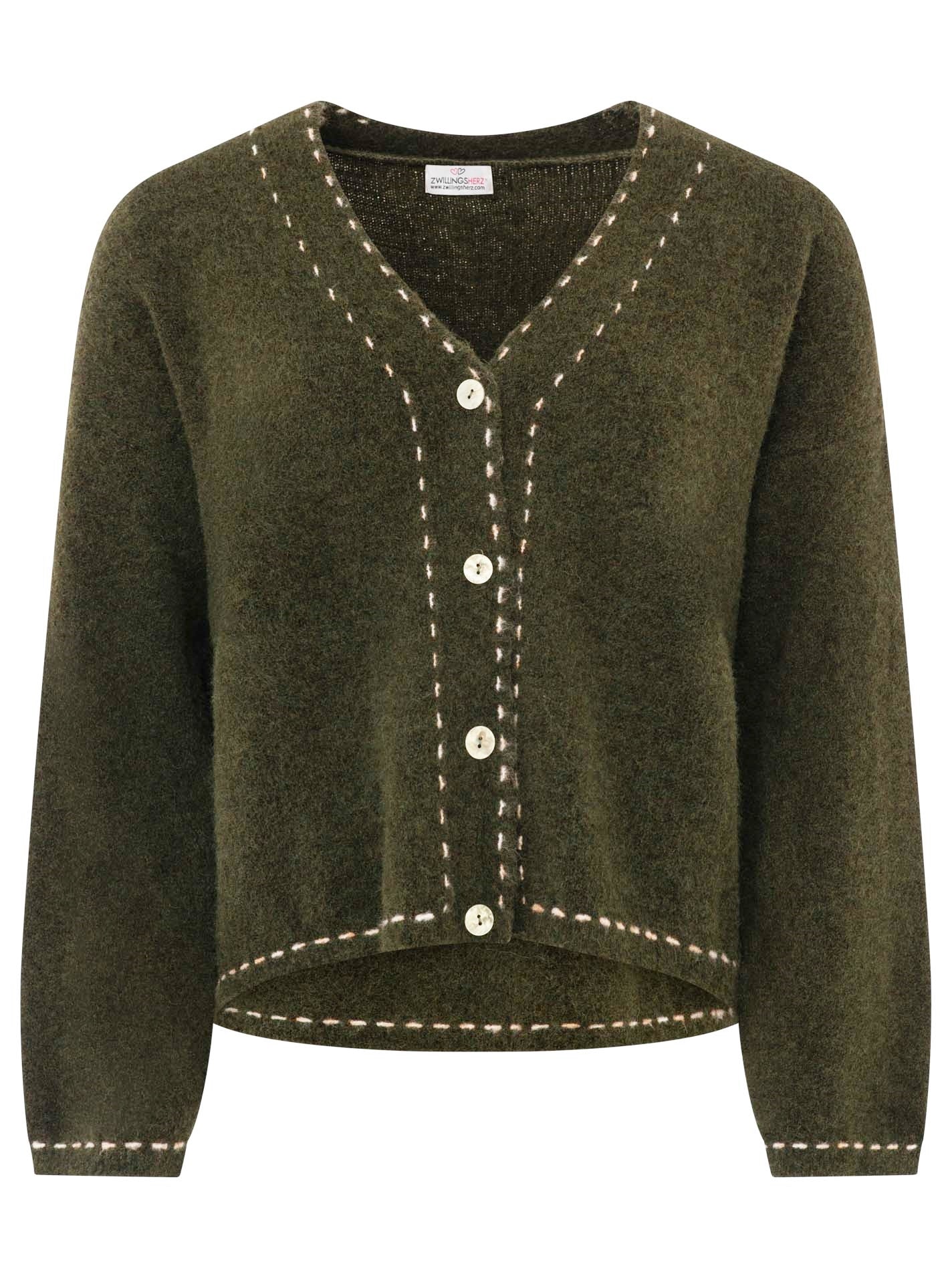 💕 Zwillingsherz Cardigan Strickjacke "Tracht" Olive