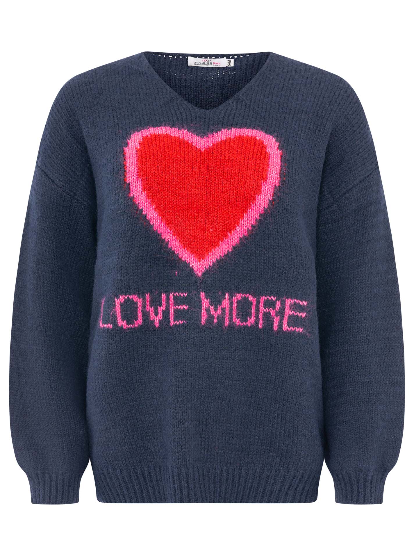 💕 Zwillingsherz Oversize Pullover Pulli "Love More" Navy