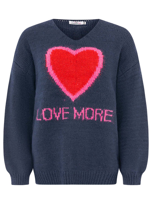 💕 Zwillingsherz Oversize Pullover Pulli "Love More" Navy