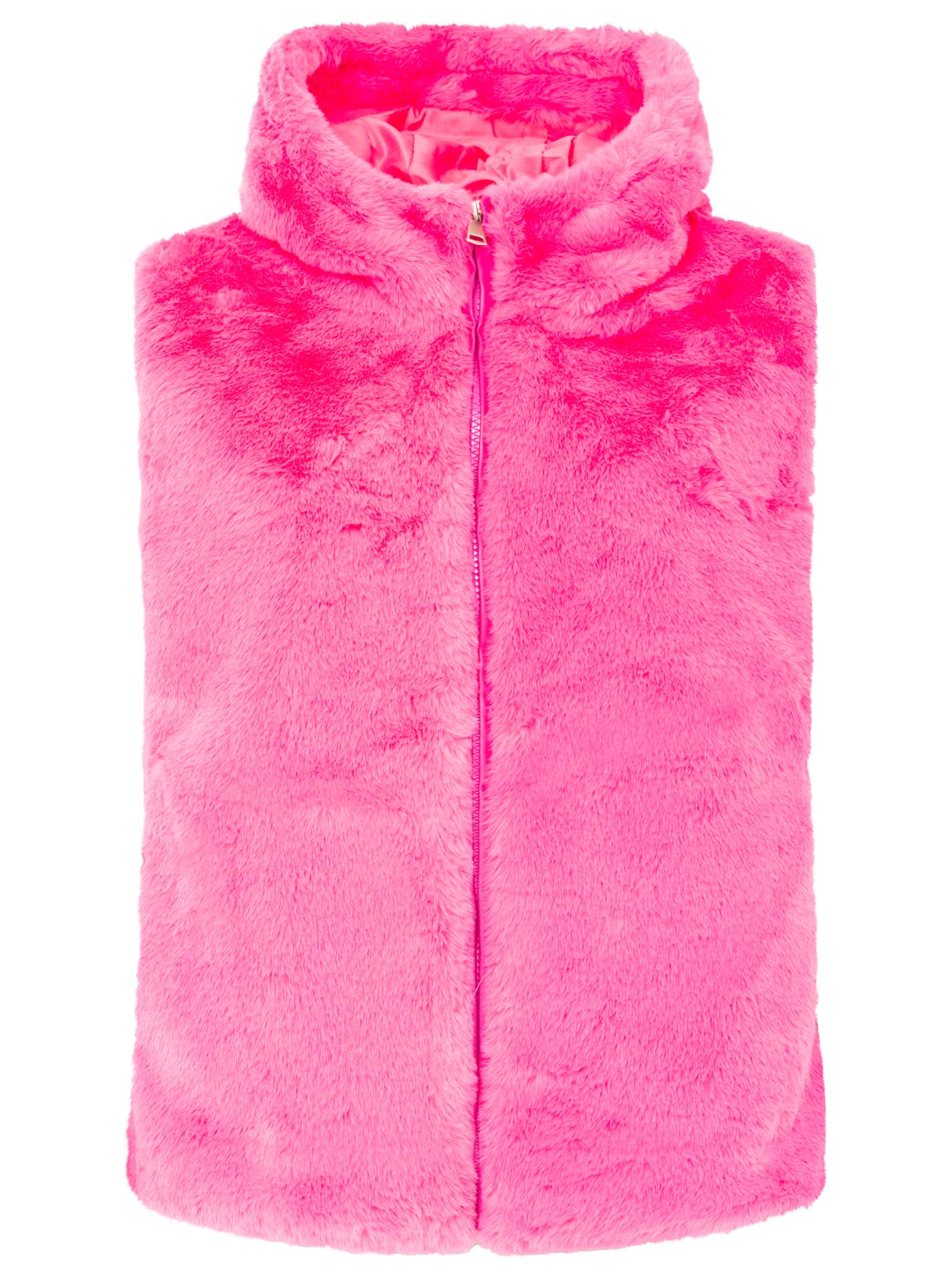 💕 Zwillingsherz Weste "Hood" Fellweste Neonpink