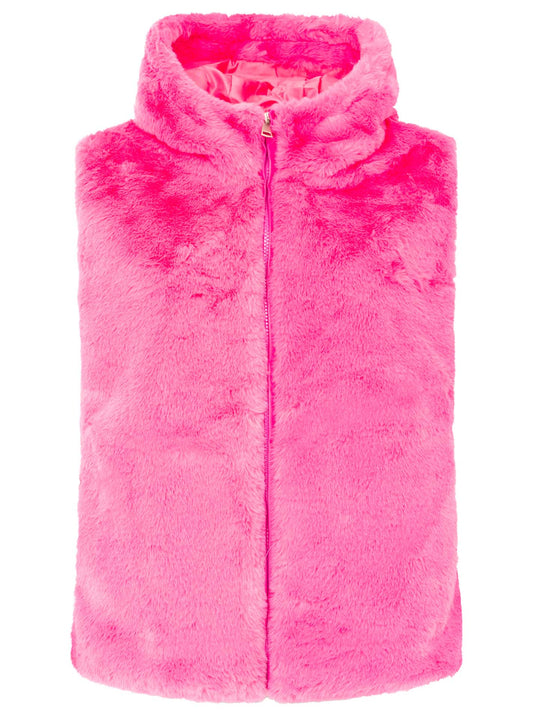 💕 Zwillingsherz Weste "Hood" Fellweste Neonpink