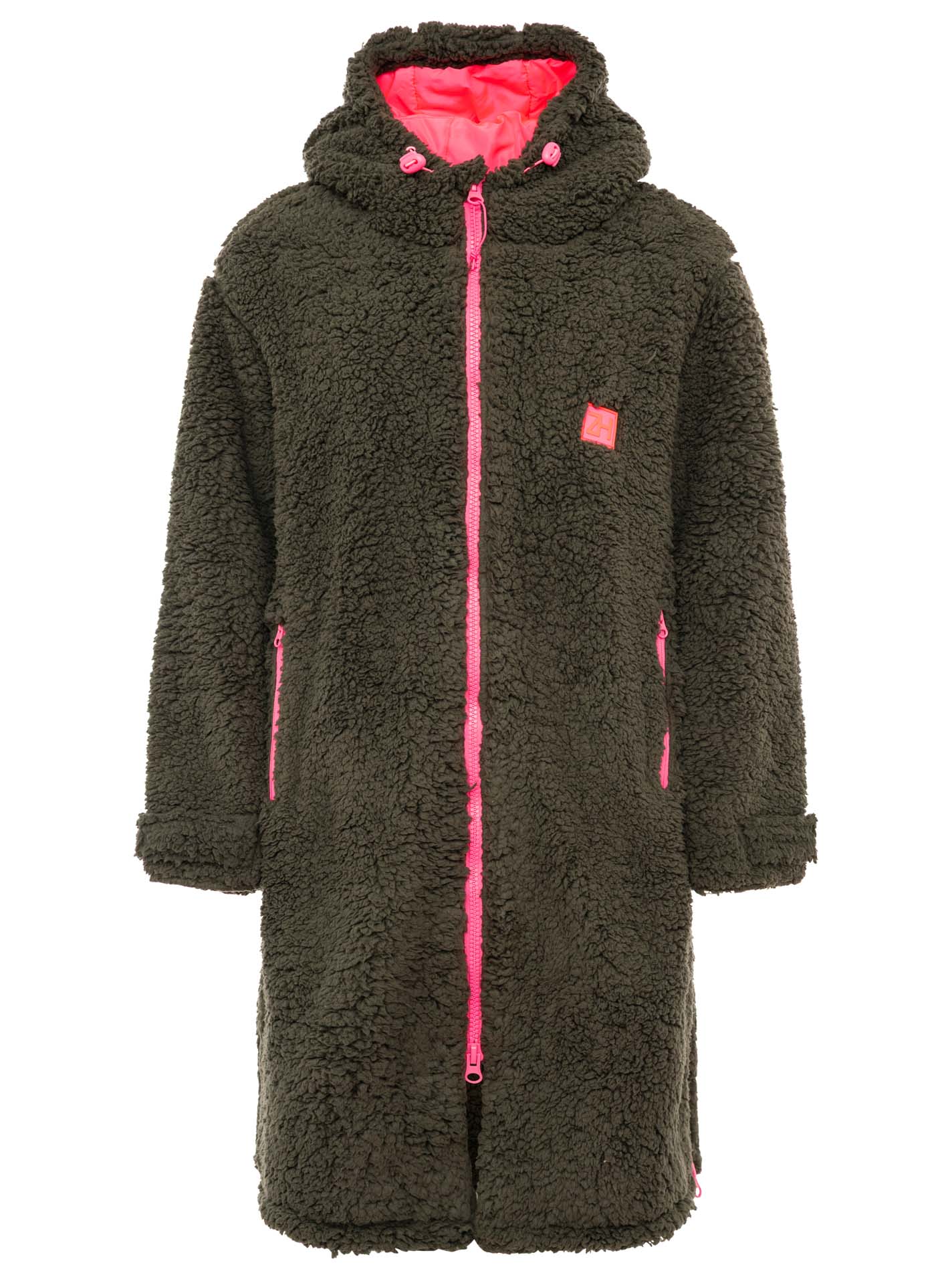 💕 Zwillingsherz Oversize Windjacke Inside Out "Teddy" Khaki