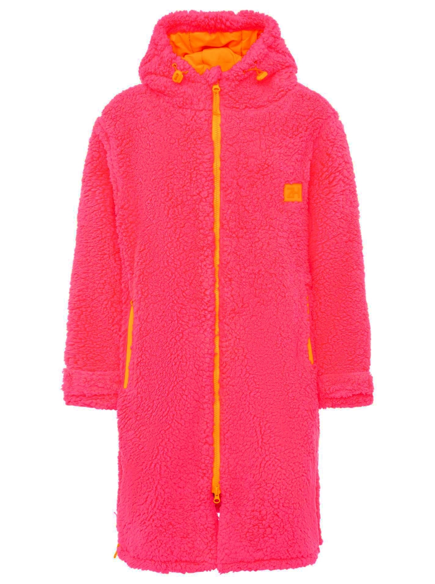 💕 Zwillingsherz Oversize Windjacke Inside Out "Teddy" Neonpink