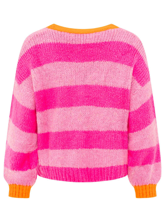💕 Zwillingsherz Cardigan Strickjacke "Big Neon" Neonpink