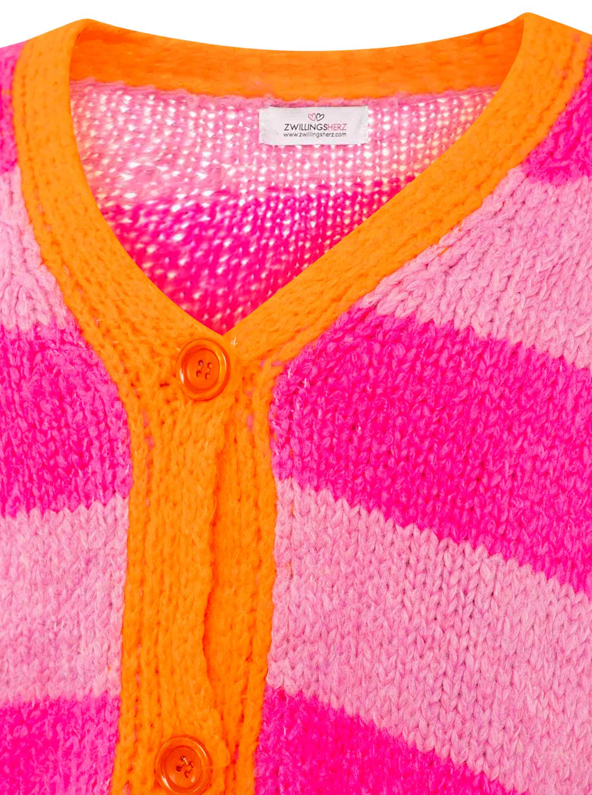 💕 Zwillingsherz Cardigan Strickjacke "Big Neon" Neonpink