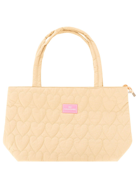 💕 Zwillingsherz Shopper "Heart Steppung" Tasche Beige