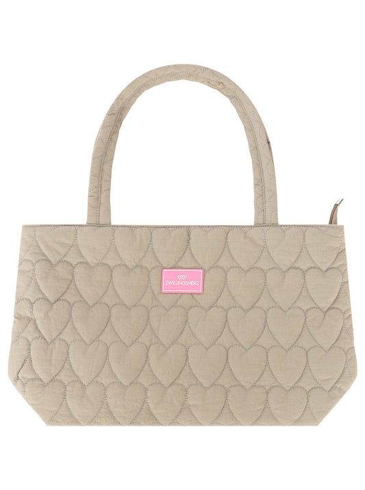 💕 Zwillingsherz Shopper "Heart Steppung" Tasche Grau