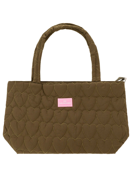 💕 Zwillingsherz Shopper "Heart Steppung" Tasche Olive
