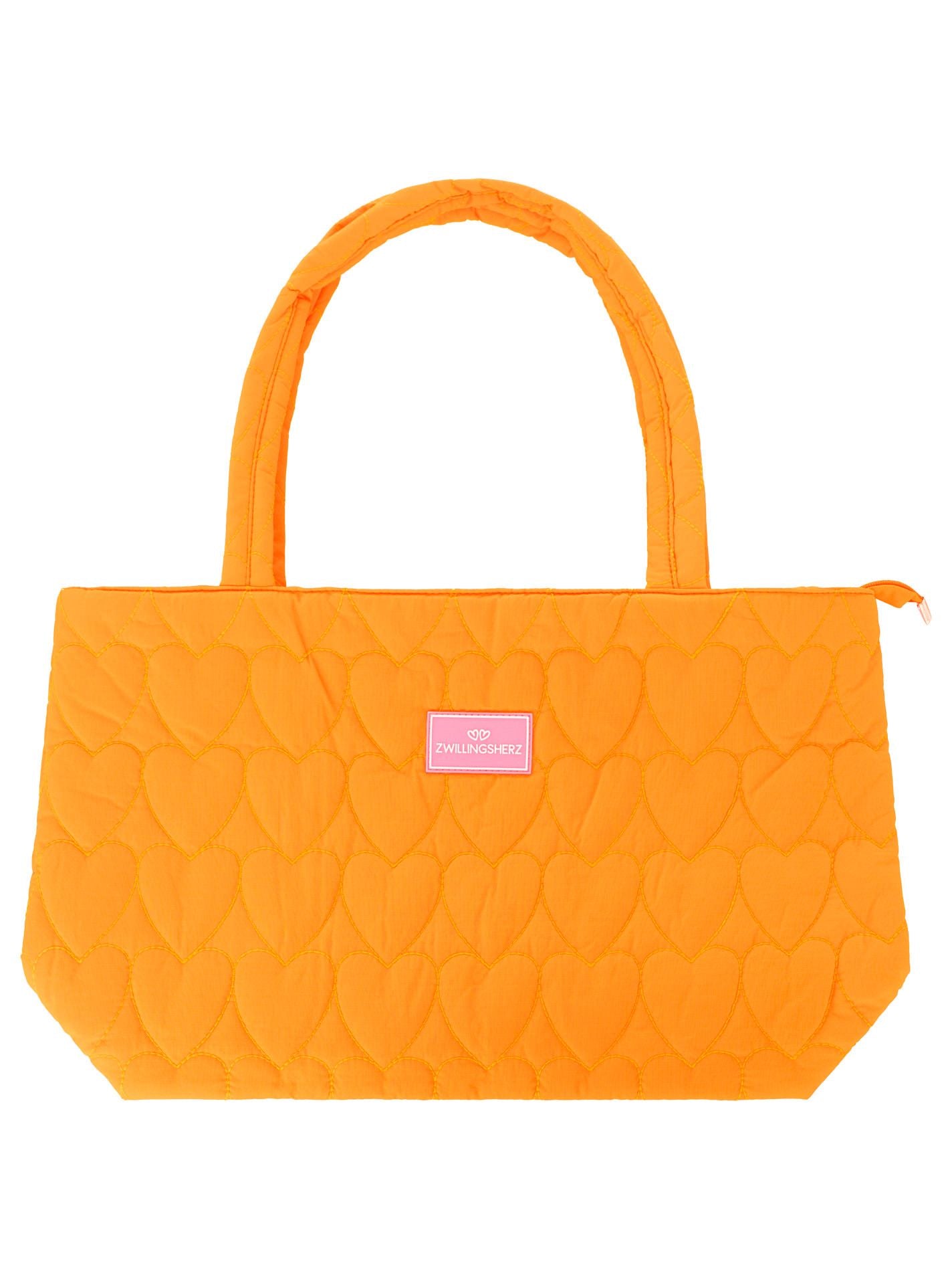💕 Zwillingsherz Shopper "Heart Steppung" Tasche Orange