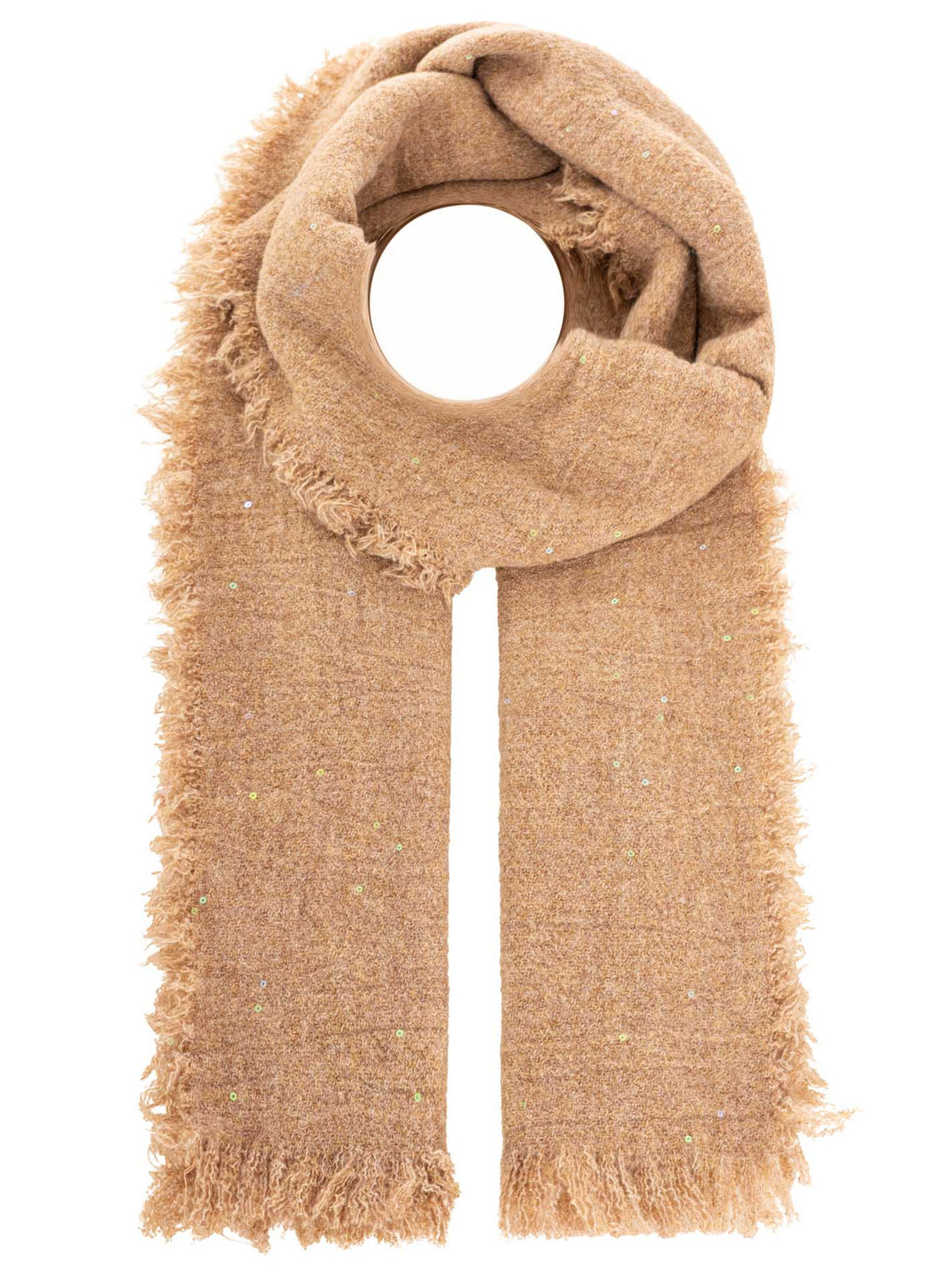 💕 Zwillingsherz Schal Fransen "Glitzer" Beige