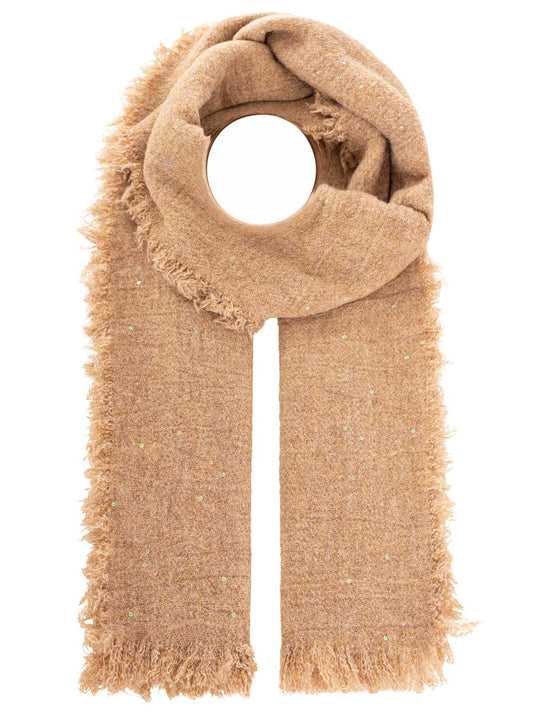 💕 Zwillingsherz Schal Fransen "Glitzer" Beige