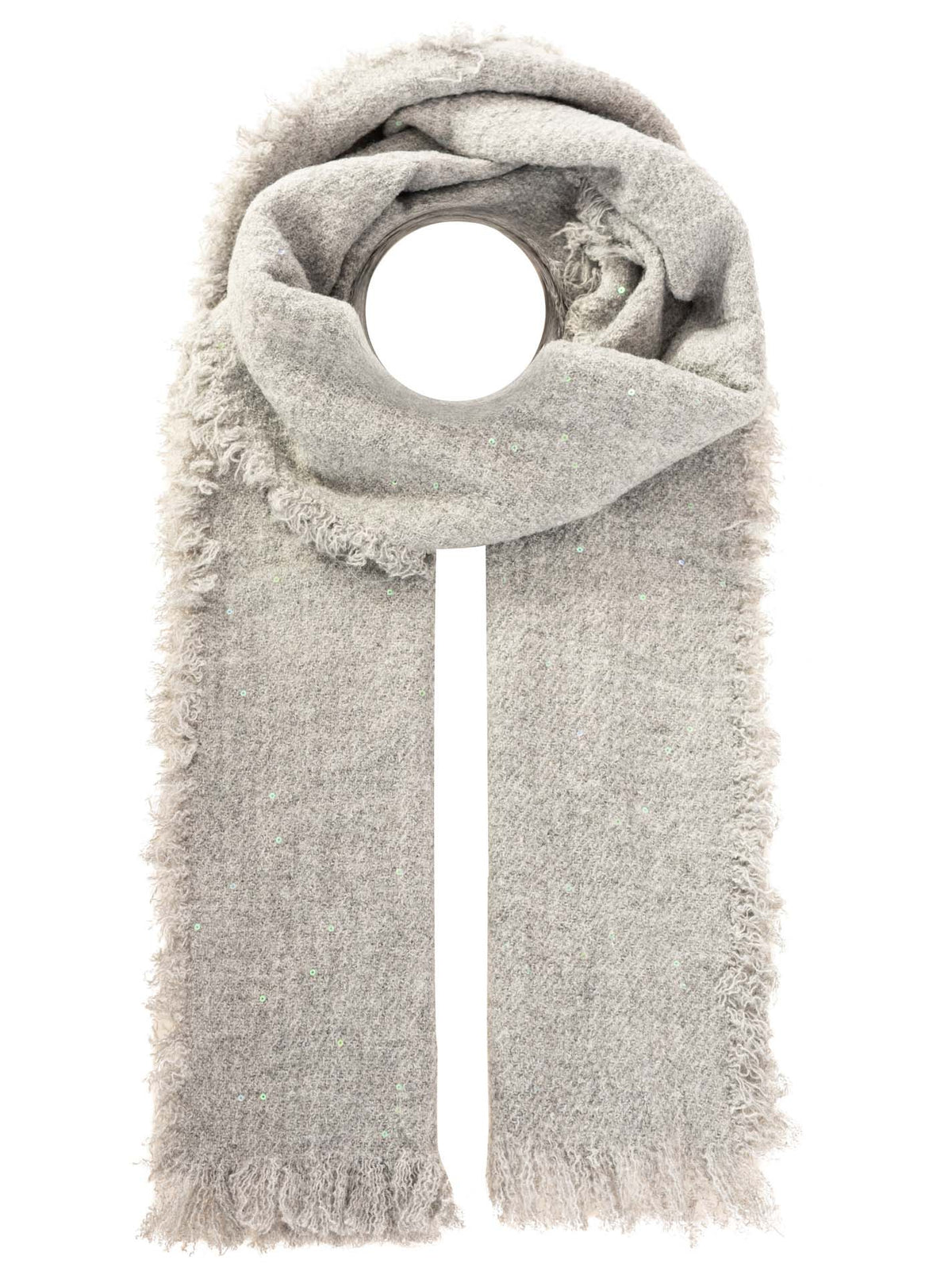 💕 Zwillingsherz Schal Fransen "Glitzer" Grau