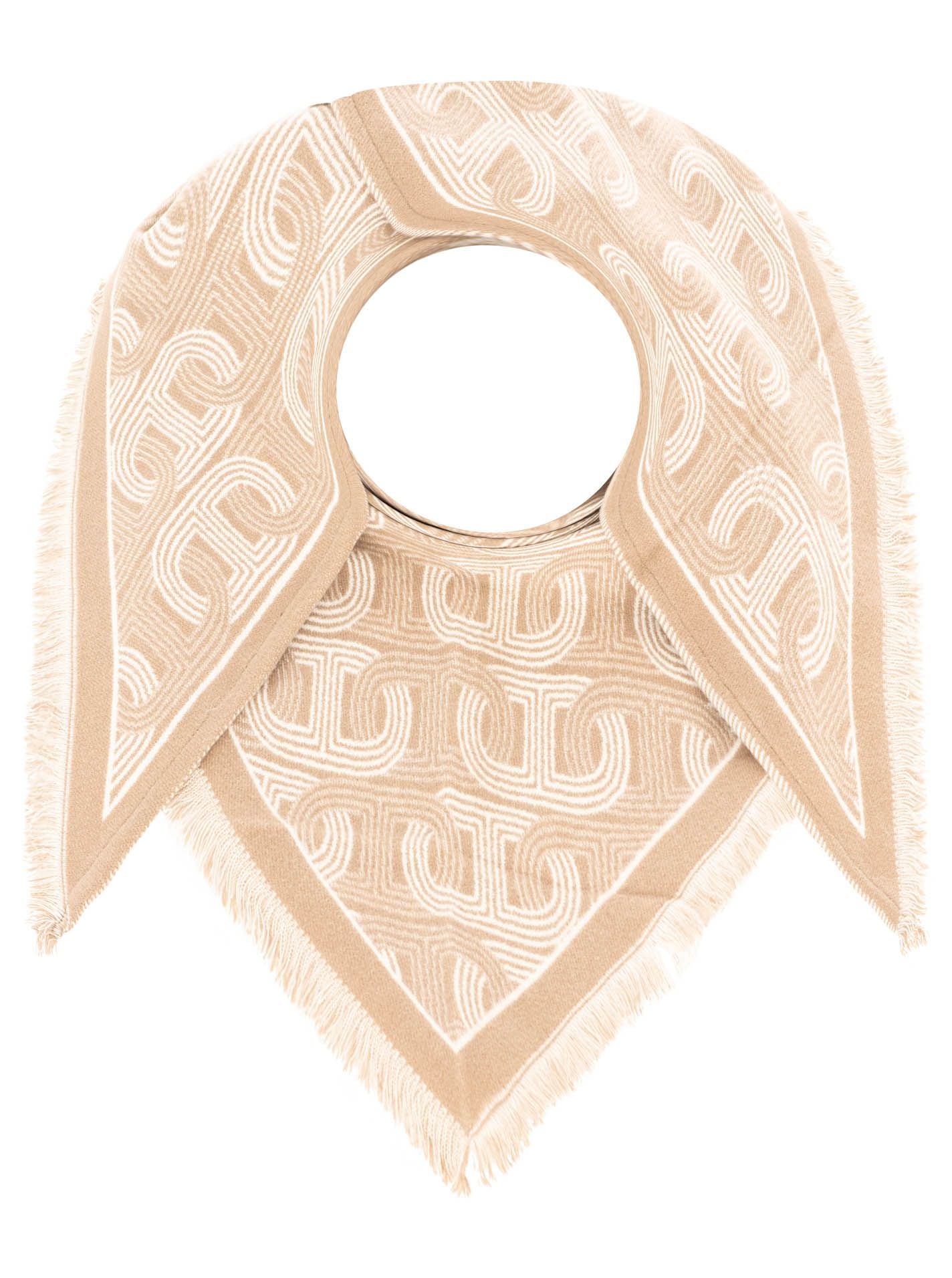 💕 Zwillingsherz Dreieckstuch "Geometrische Ketten" 100 % Viskose Beige