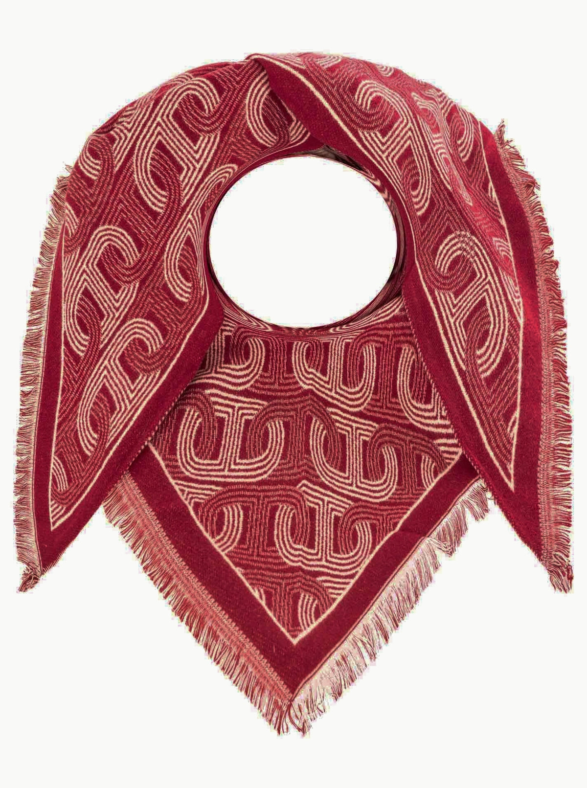 💕 Zwillingsherz Dreieckstuch "Geometrische Ketten" 100 % Viskose Bordeaux