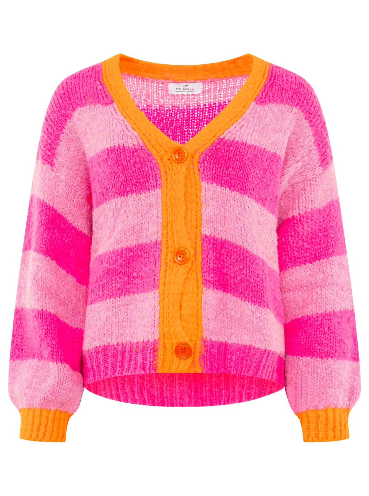 💕 Zwillingsherz Cardigan Strickjacke "Big Neon" Neonpink