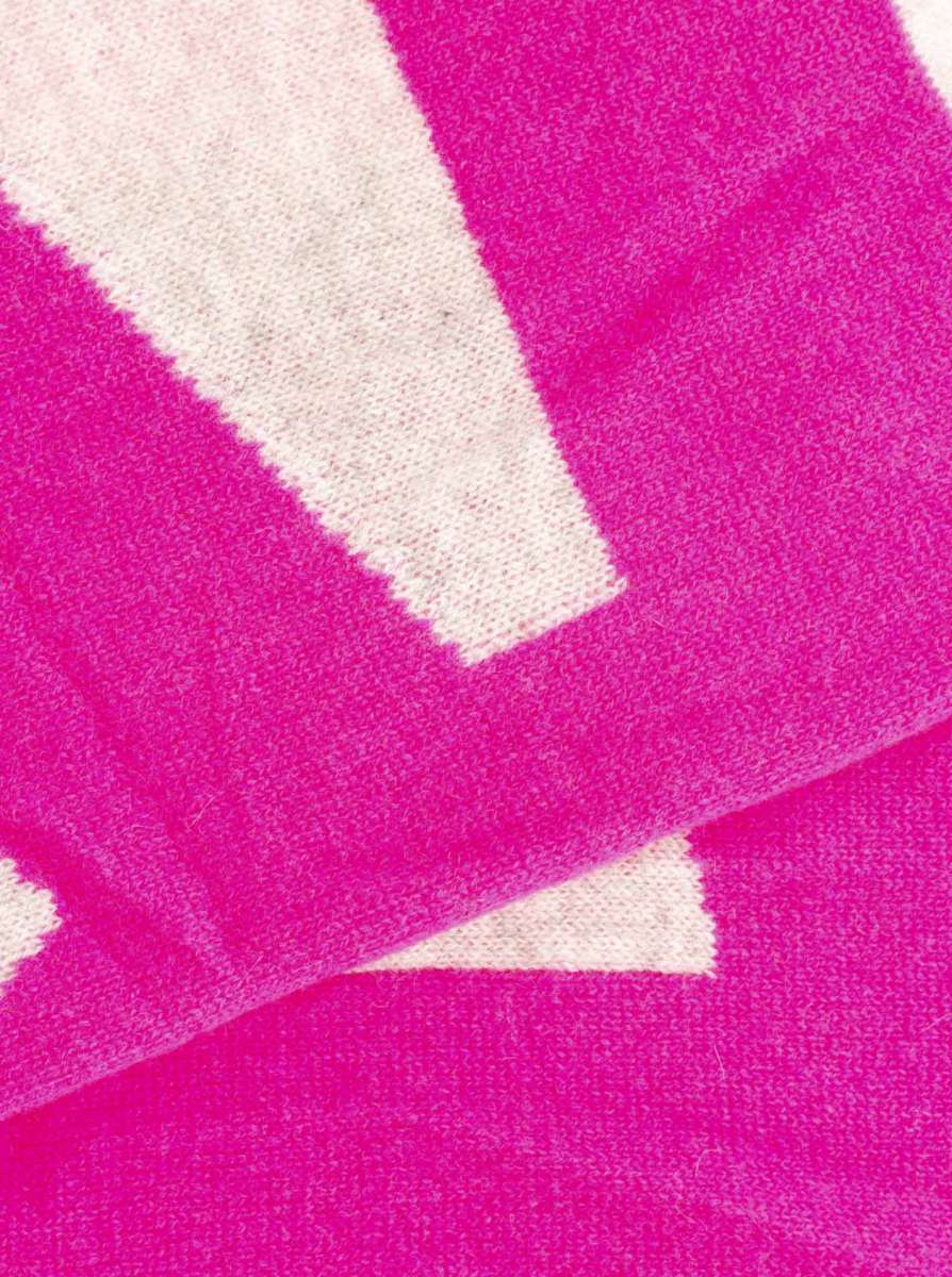 💕 Zwillingsherz XXL Schal "Amour" 100 % Cashmere Kaschmir Hellgrau Neonpink