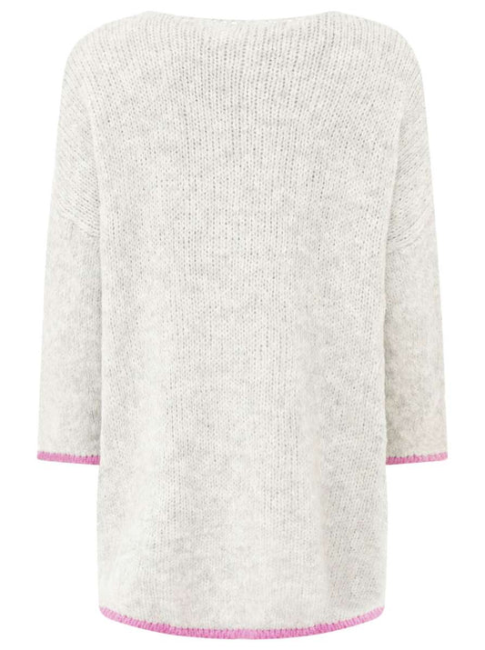 💕 Zwillingsherz Oversize Pullover Wollmix "Smile" Hellgrau