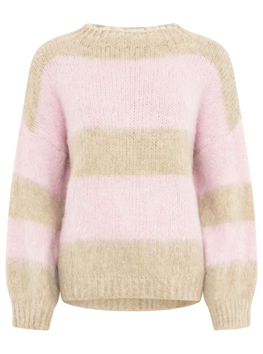 💕 Zwillingsherz Oversize Kuschel Pullover "Streifen" Beige