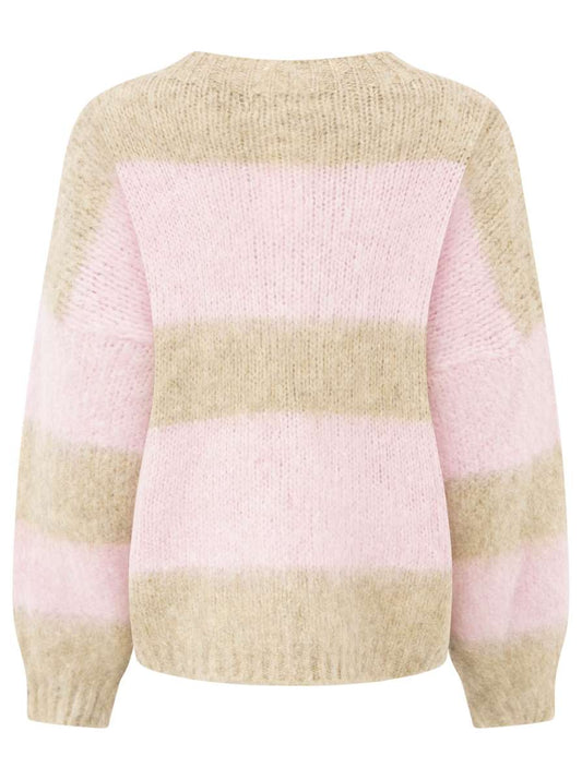 💕 Zwillingsherz Oversize Kuschel Pullover "Streifen" Beige