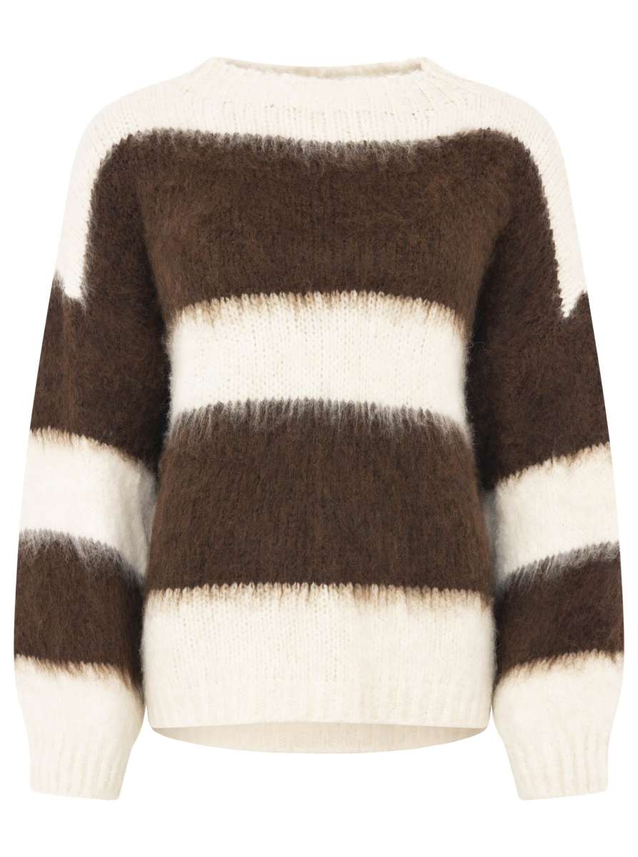 💕 Zwillingsherz Oversize Kuschel Pullover "Streifen" Braun