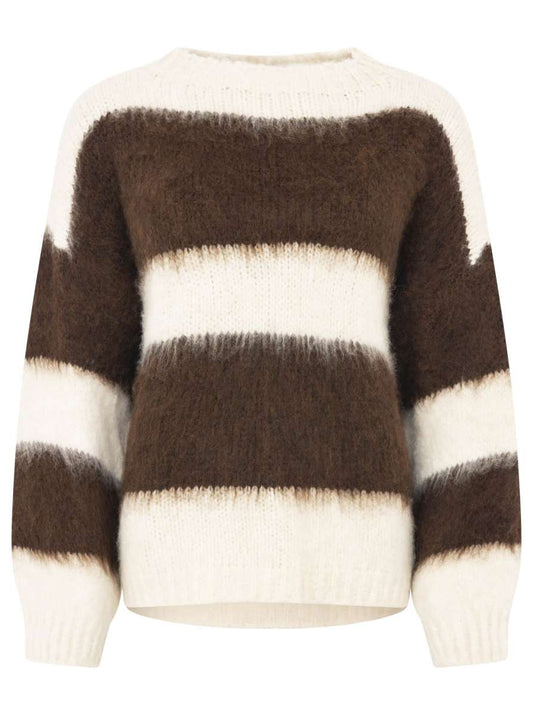 💕 Zwillingsherz Oversize Kuschel Pullover "Streifen" Braun